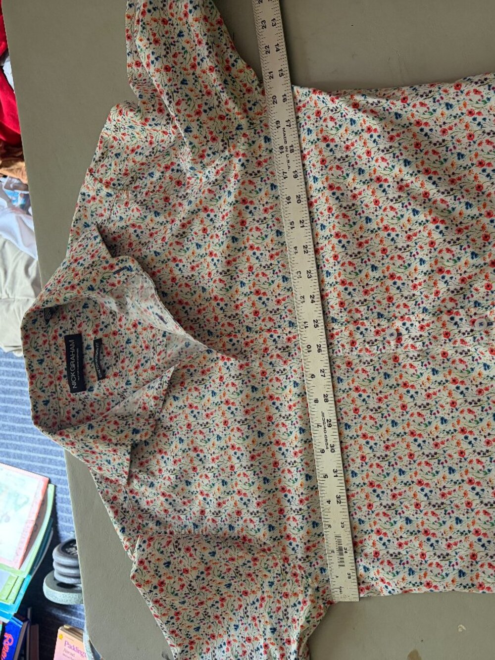 Nick Graham Floral Shirt Size Small 14.5" 32-33" Cotton - Picture 6 of 8